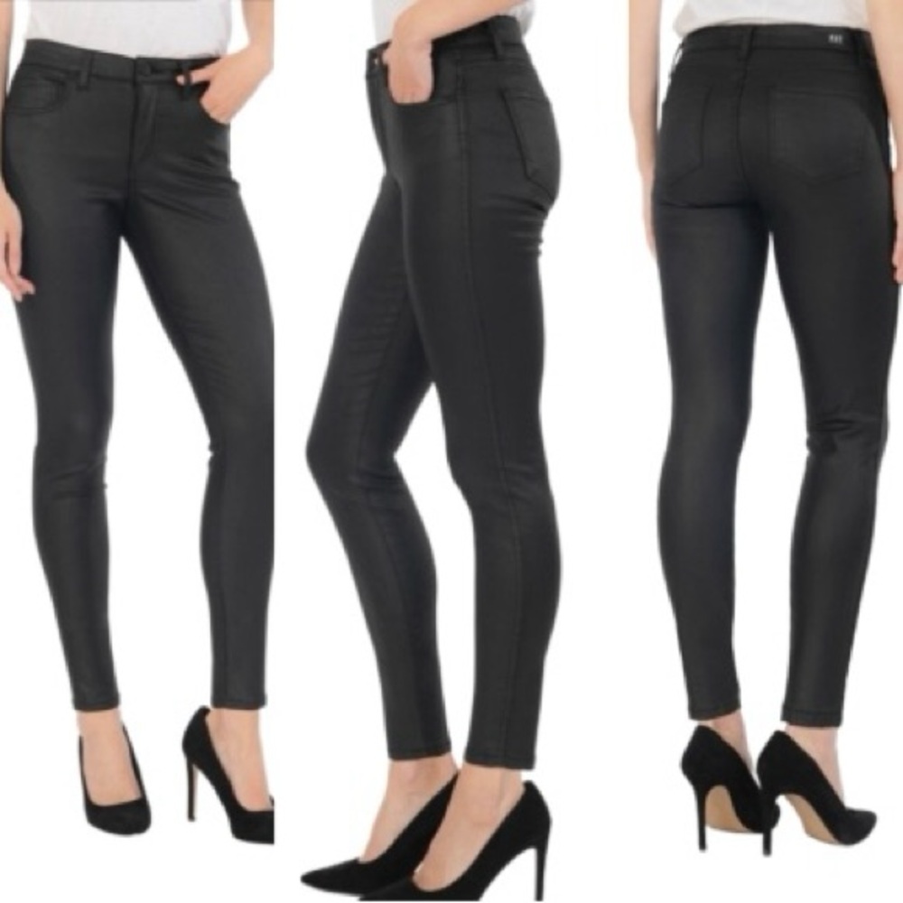 KUT from the Kloth Black Donna High Rise Fab AB Ankle Skinny Faux Leather 14